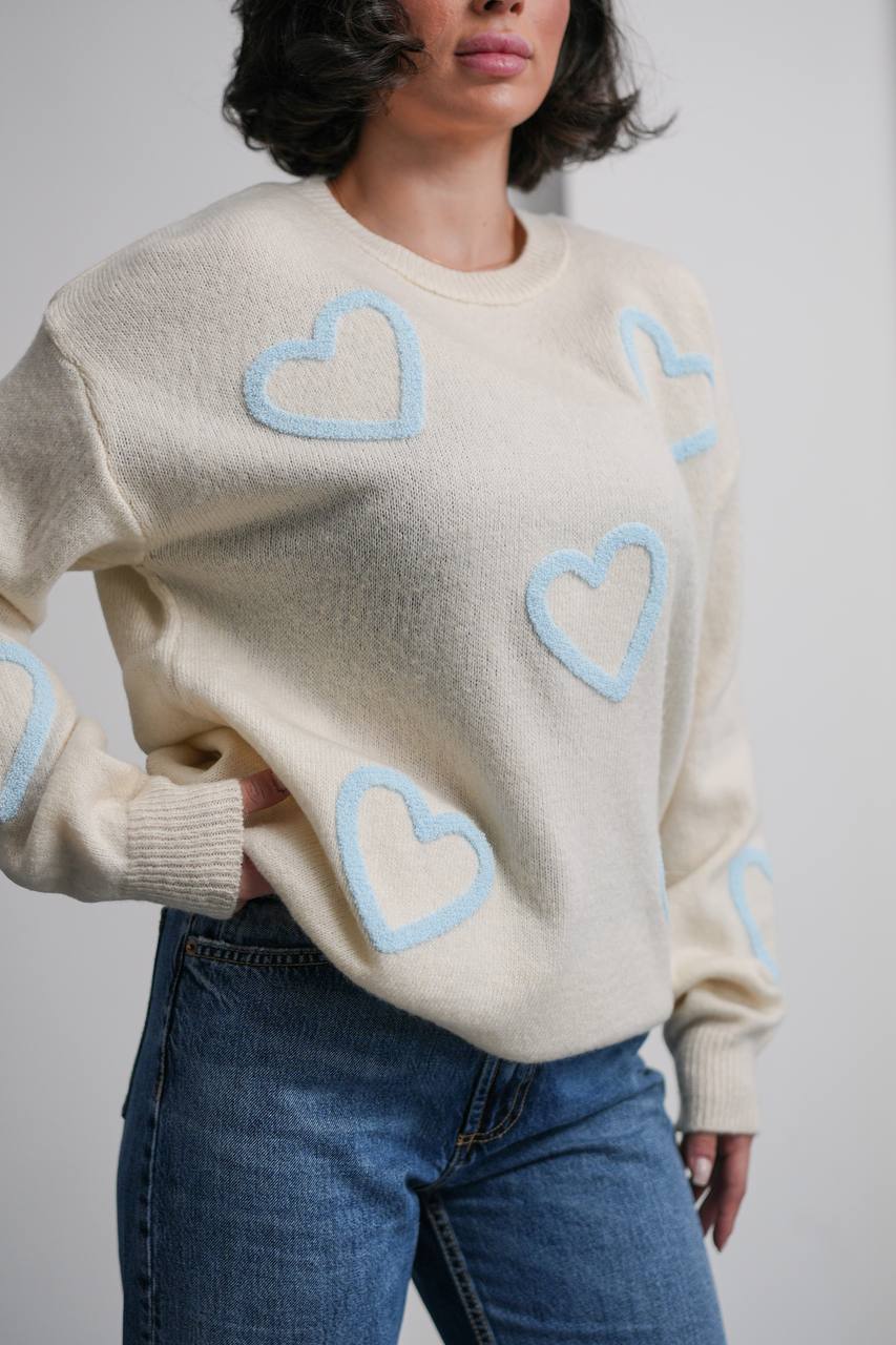 Kalpli Desenli Kadın Triko Kazak