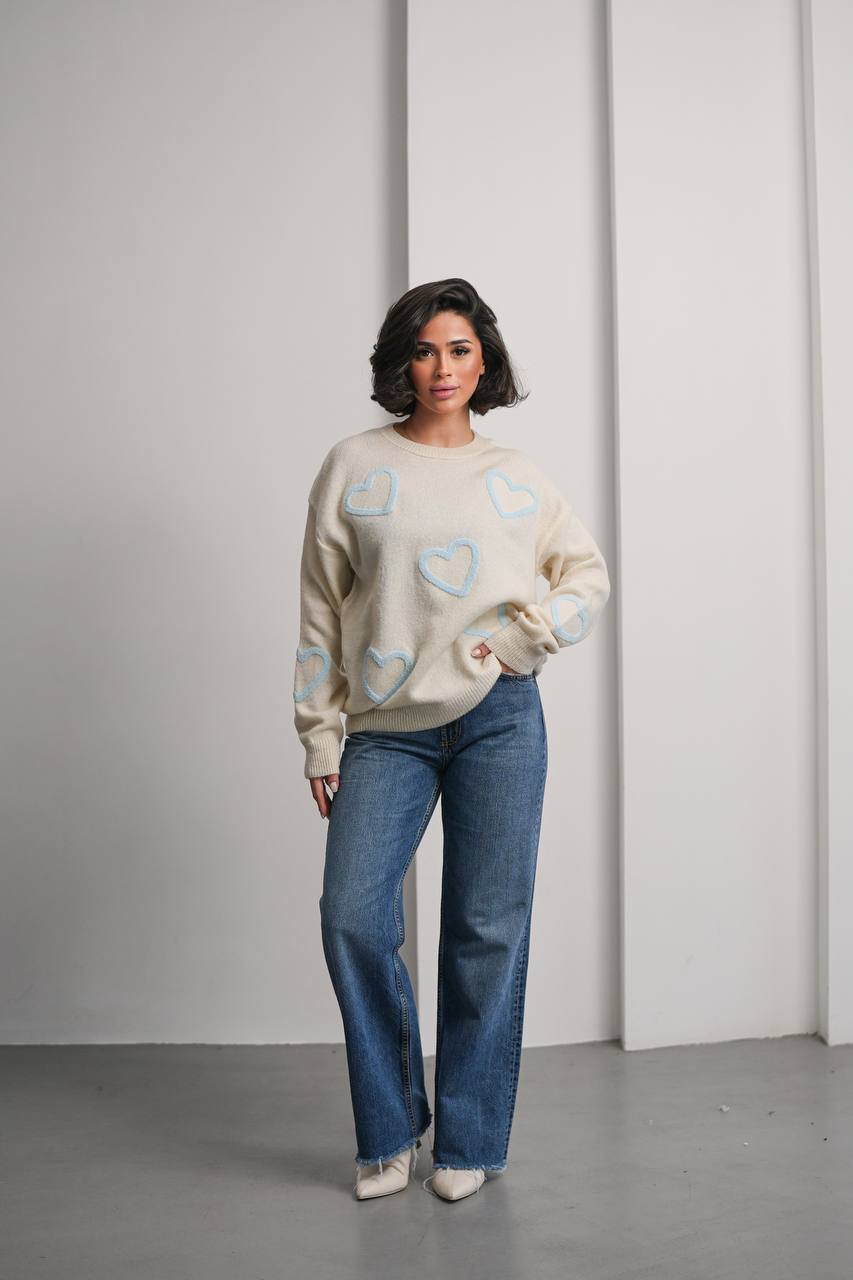 Kalpli Desenli Kadın Triko Kazak