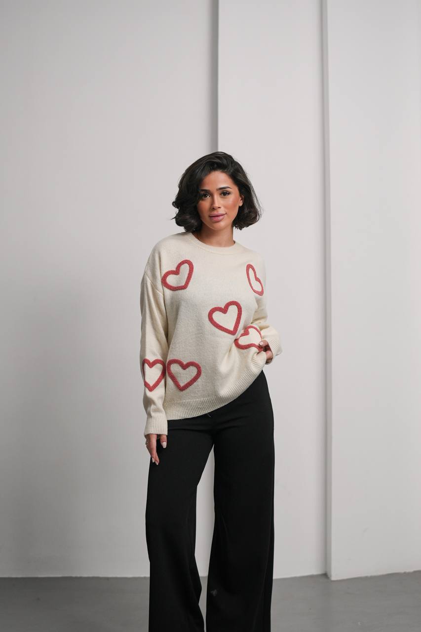 Kalpli Desenli Kadın Triko Kazak