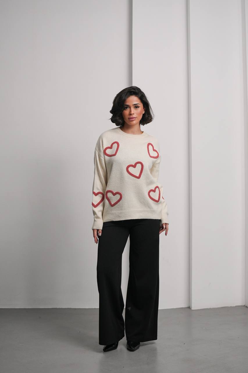 Kalpli Desenli Kadın Triko Kazak