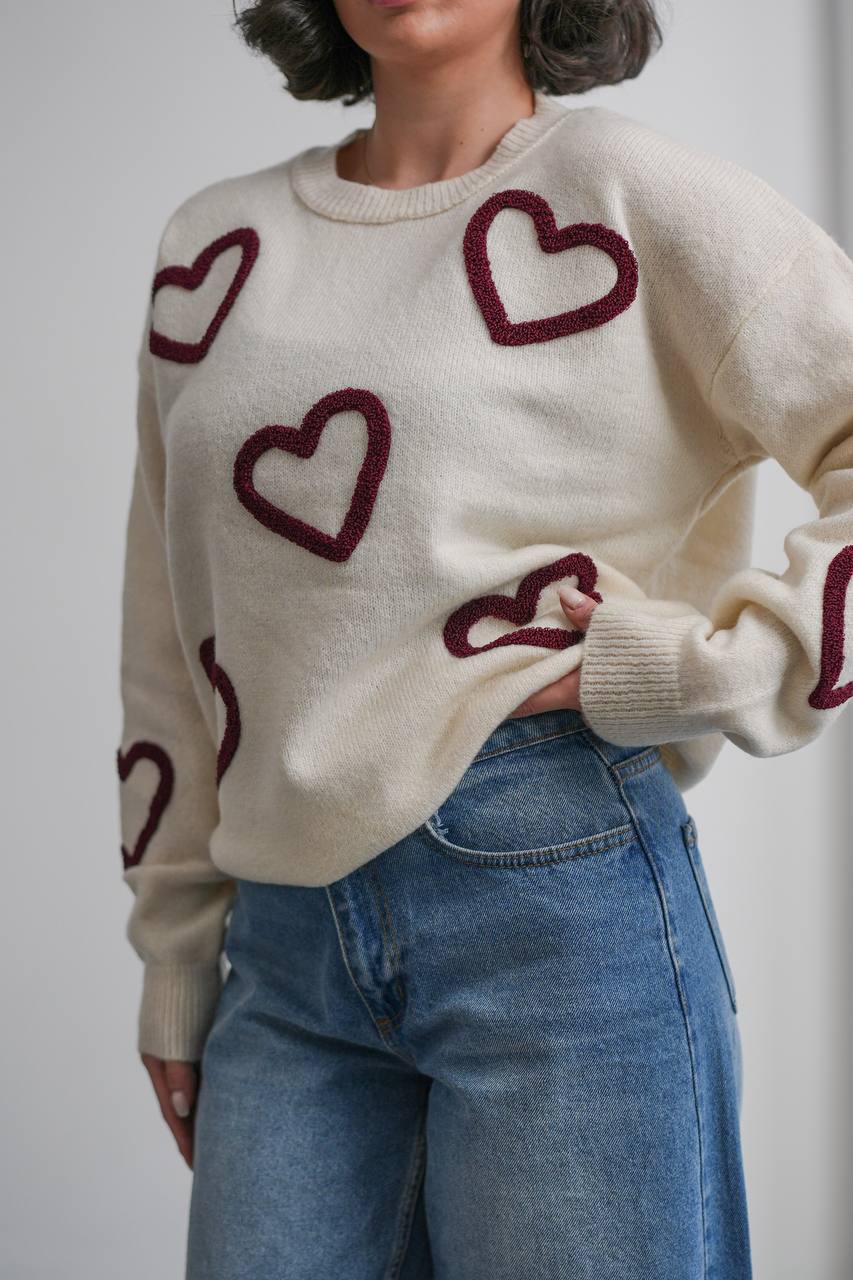 Kalpli Desenli Kadın Triko Kazak