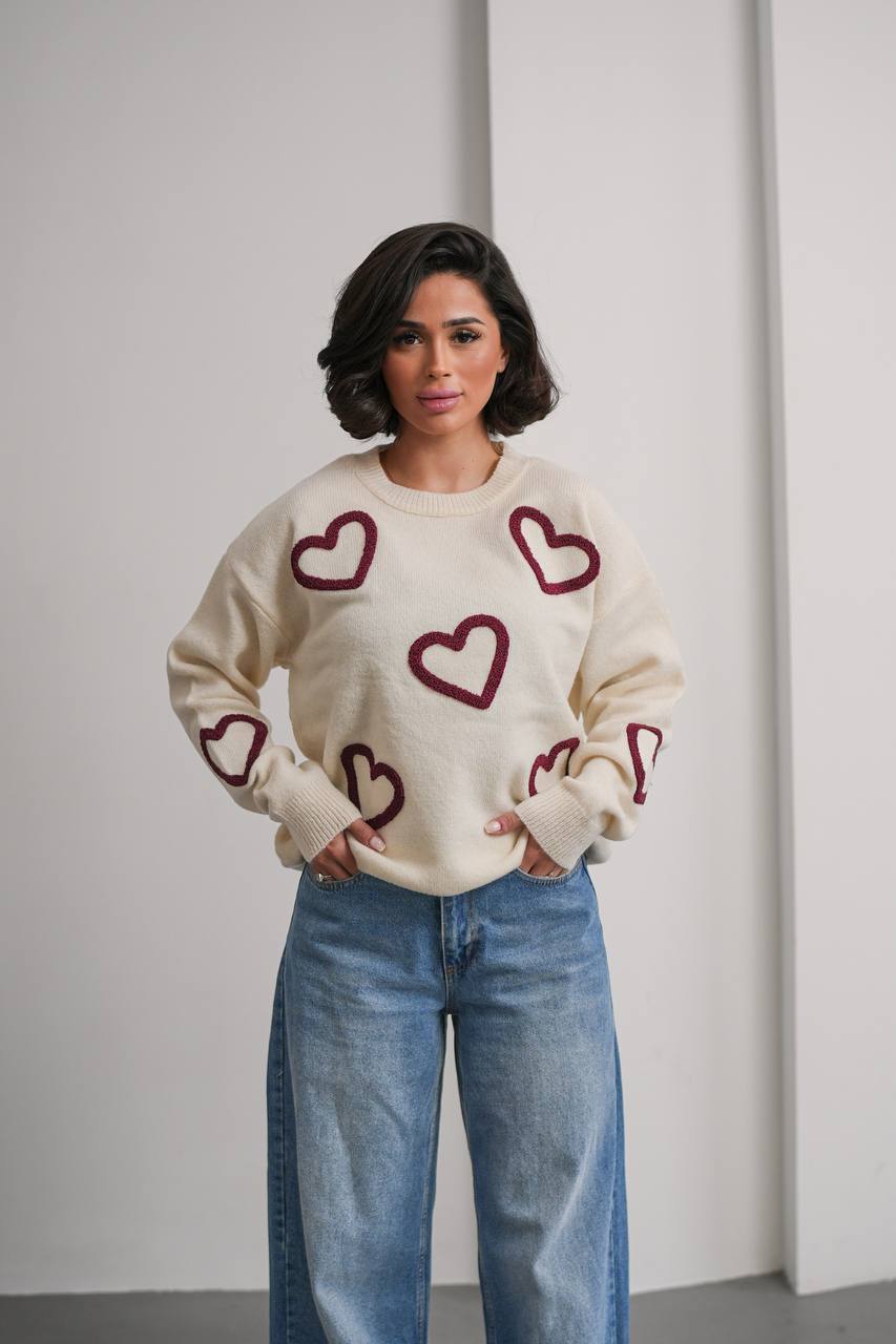 Kalpli Desenli Kadın Triko Kazak