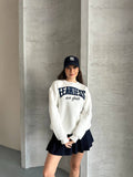Oversize "Fearless Not Afraid" Baskılı Bisiklet Yaka Kadın Sweatshirt