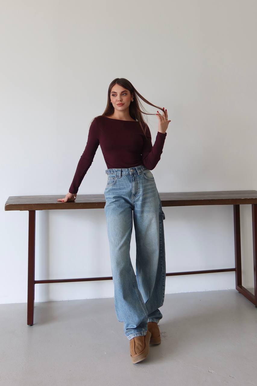 Retro Yıkamalı Carpenter Denim Pantolon - Vintage Blue Baggy Jean