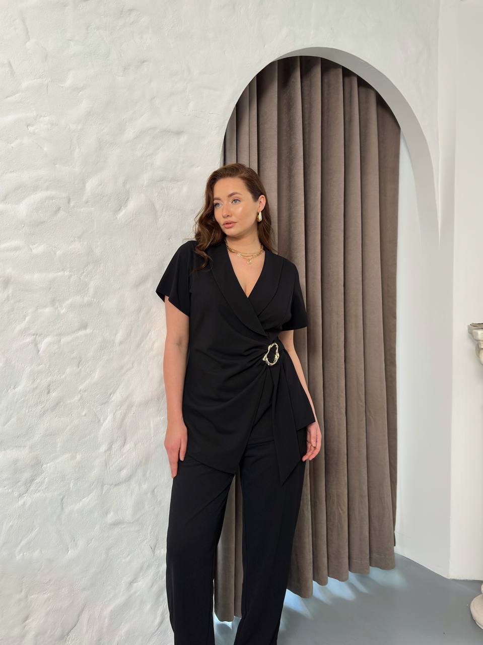 Zarif ve Şık Büyük Beden Blazer Görünümlü Pantolon Takımı