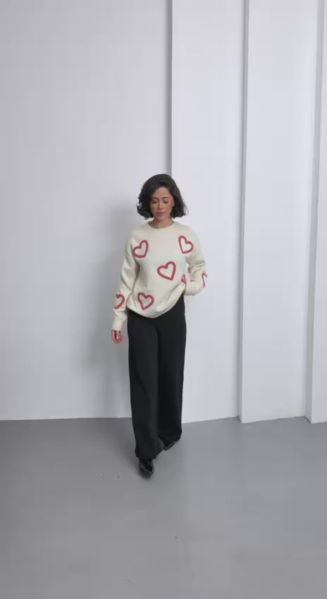 Kalpli Desenli Kadın Triko Kazak